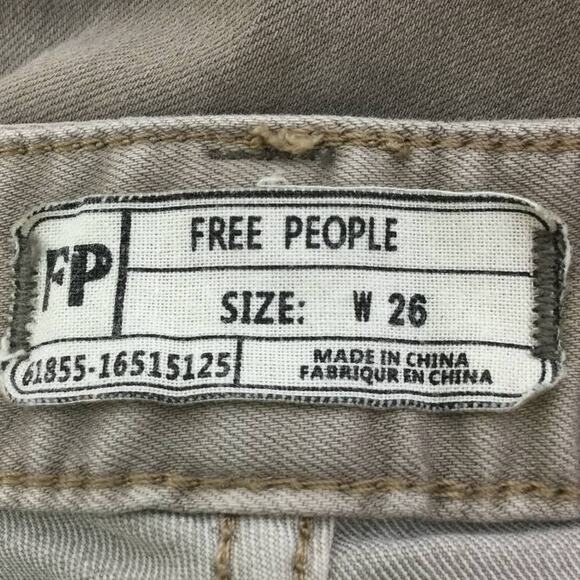 Free People Khaki Distressed Skinny Jeans Size 2 W26 - Picture 5 of 7